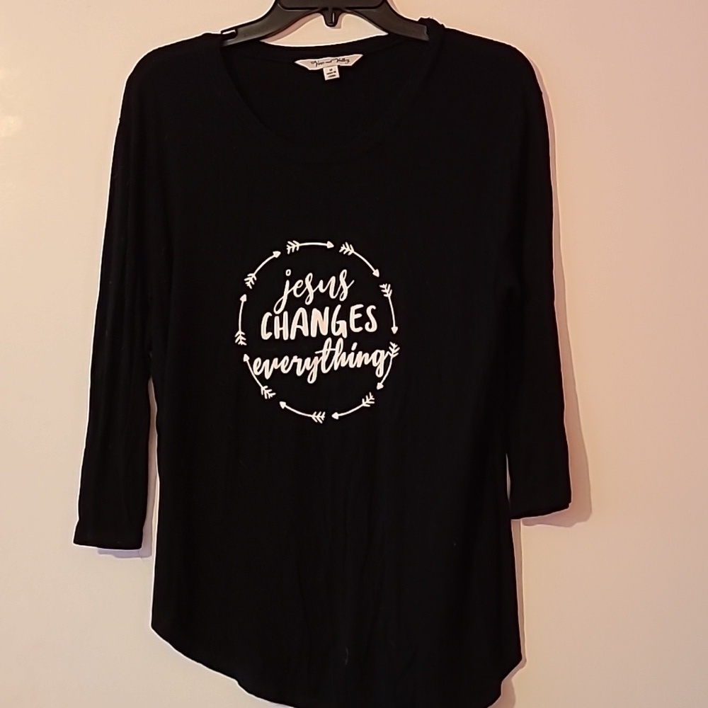 Black Long Sleeve Tee with Inspirational Print